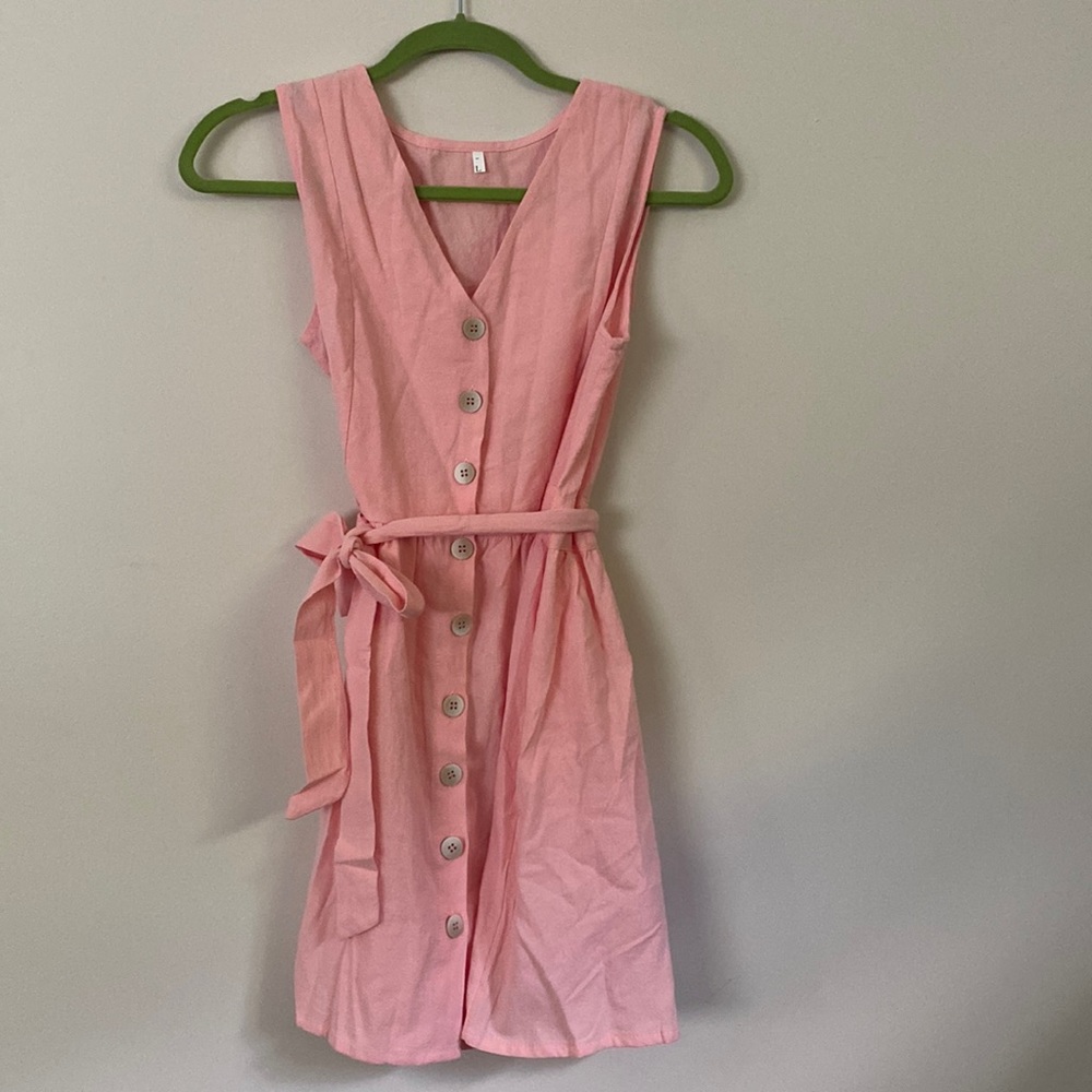 Pink. Dress. With belt. Beautiful buttons. Never worn. New without tag.